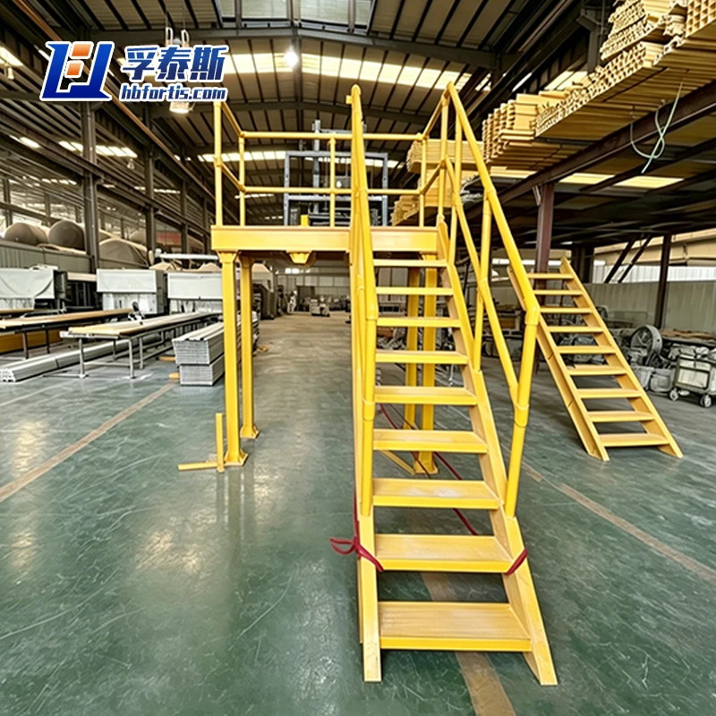 Fiberglass GFRP FRP Guardrail Staircase for Chemical manufacturing plant FT-GS1