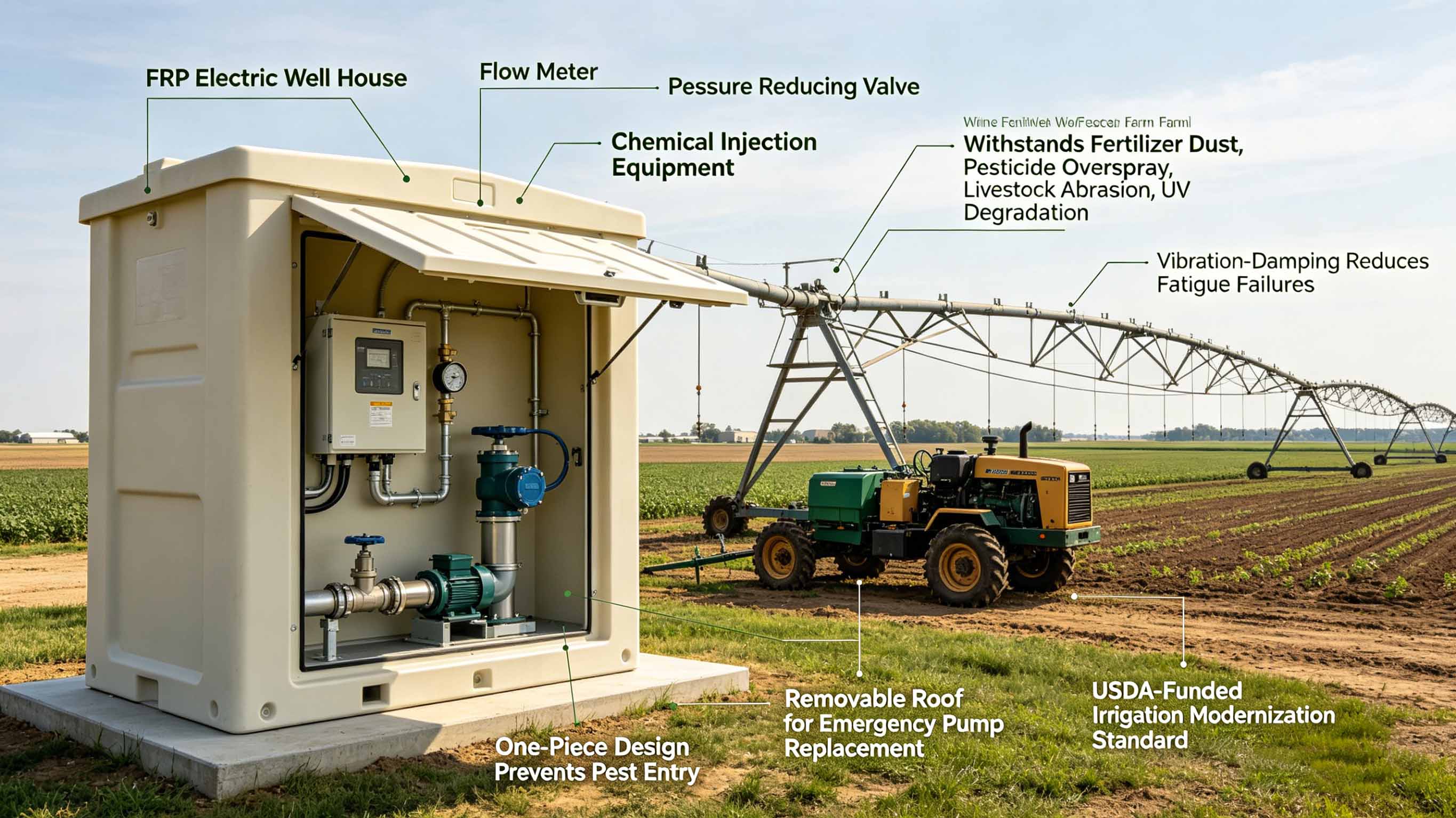 Fiberglass GFRP FRP Electric Well House for Oil & Gas Well Electrical Equipment Protection FT-EWH1
