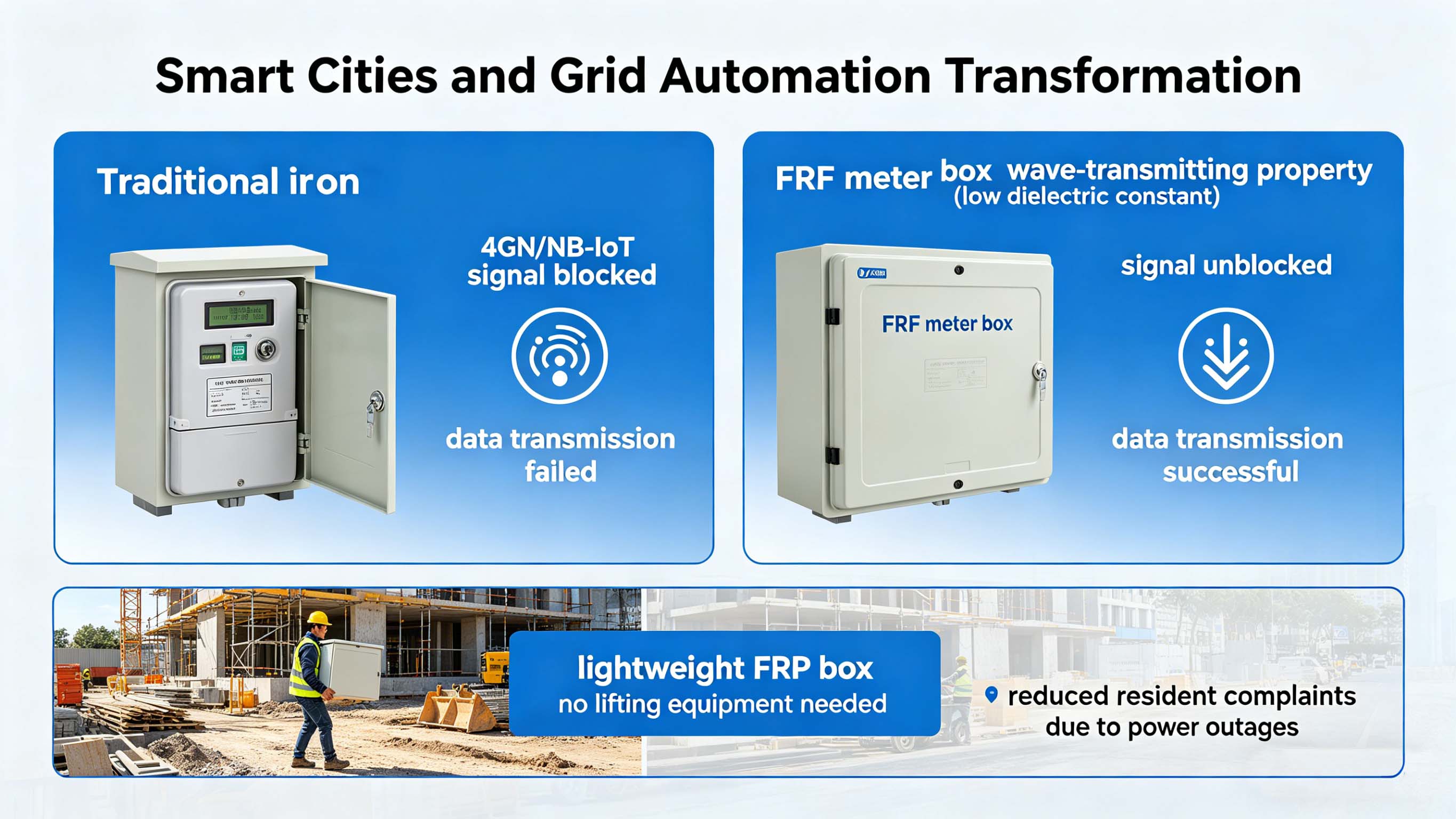 Fiberglass GFRP FRP Electrical Meter Cabinet for high-rise apartment FT-EMCn-10