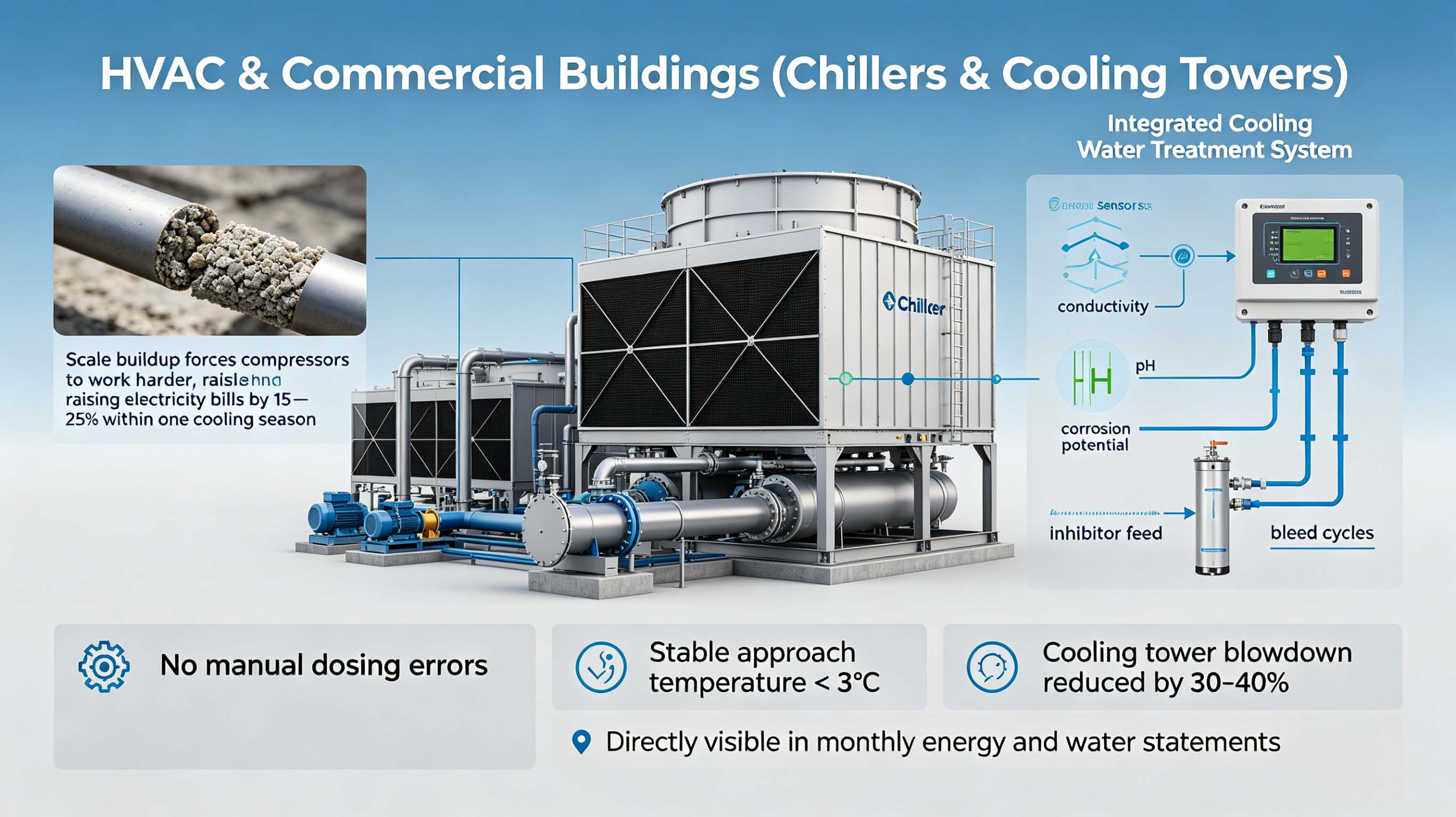 Integrated Closed-Loop Cooling Water Treatment System Scale Corrosion Control for Industrial HVAC