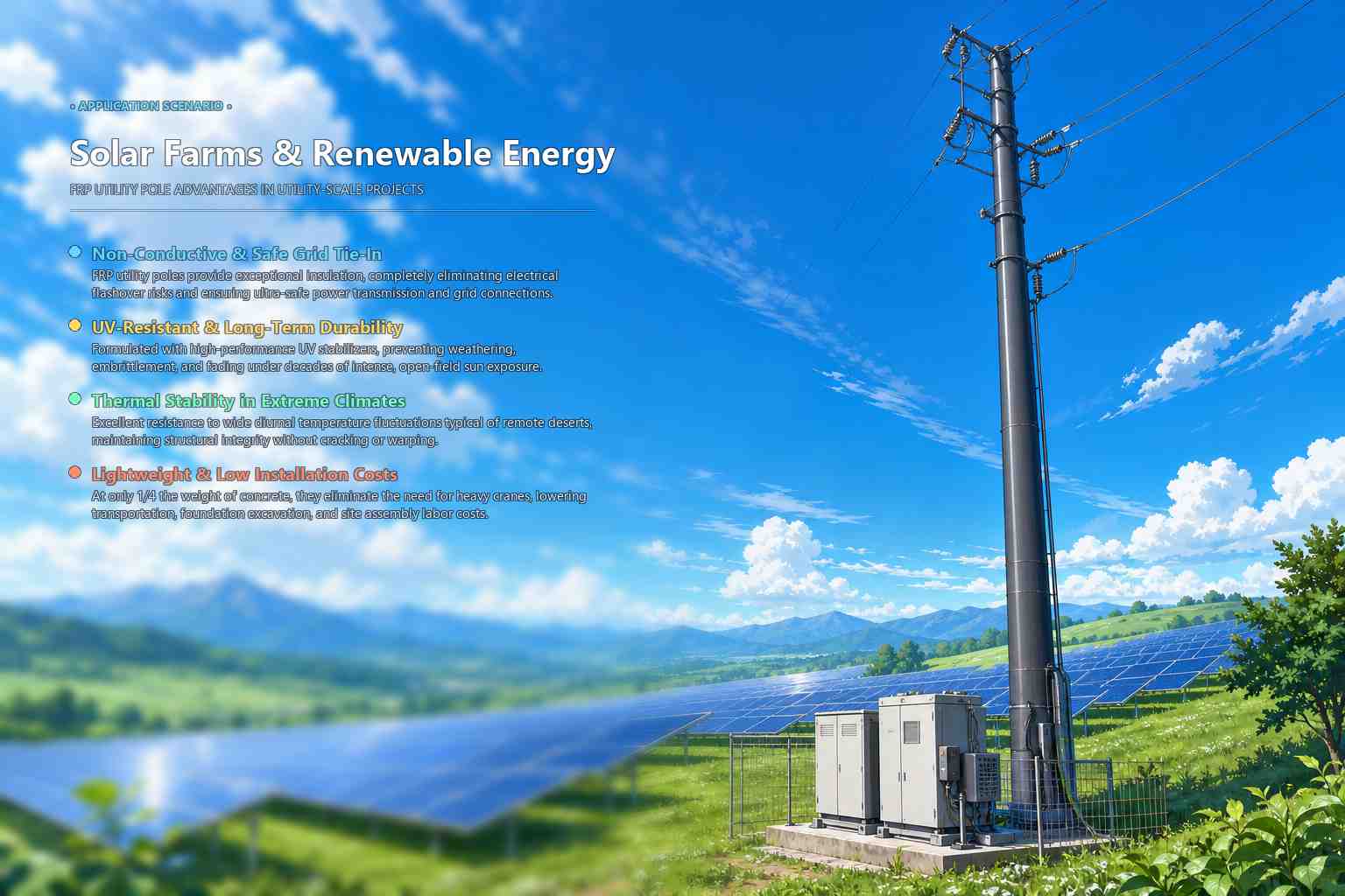 FRP Utility Pole Exporter for Coastal Projects Factory-Direct Supply